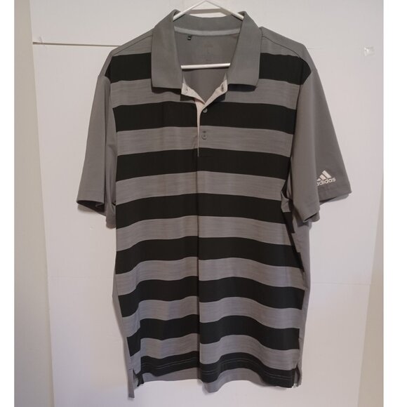 adidas Other - Adidas Mens Large Golf Logo Gray Striped Polo Shirt
